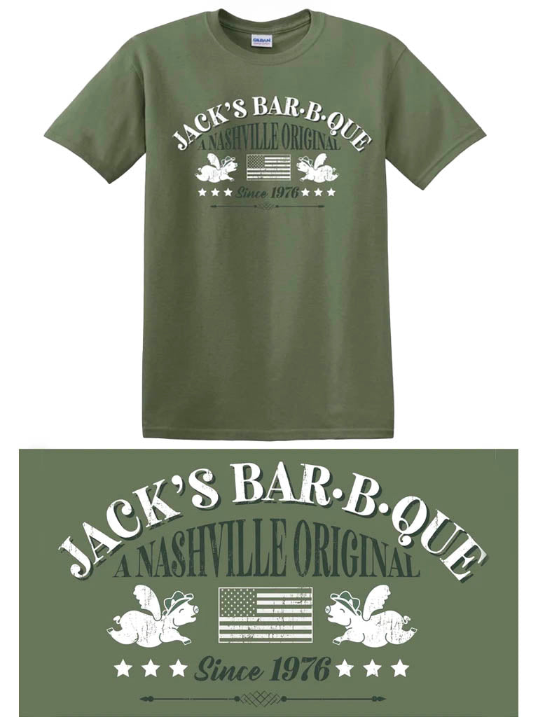 Jack's Bar-B-Que Arched Military Green